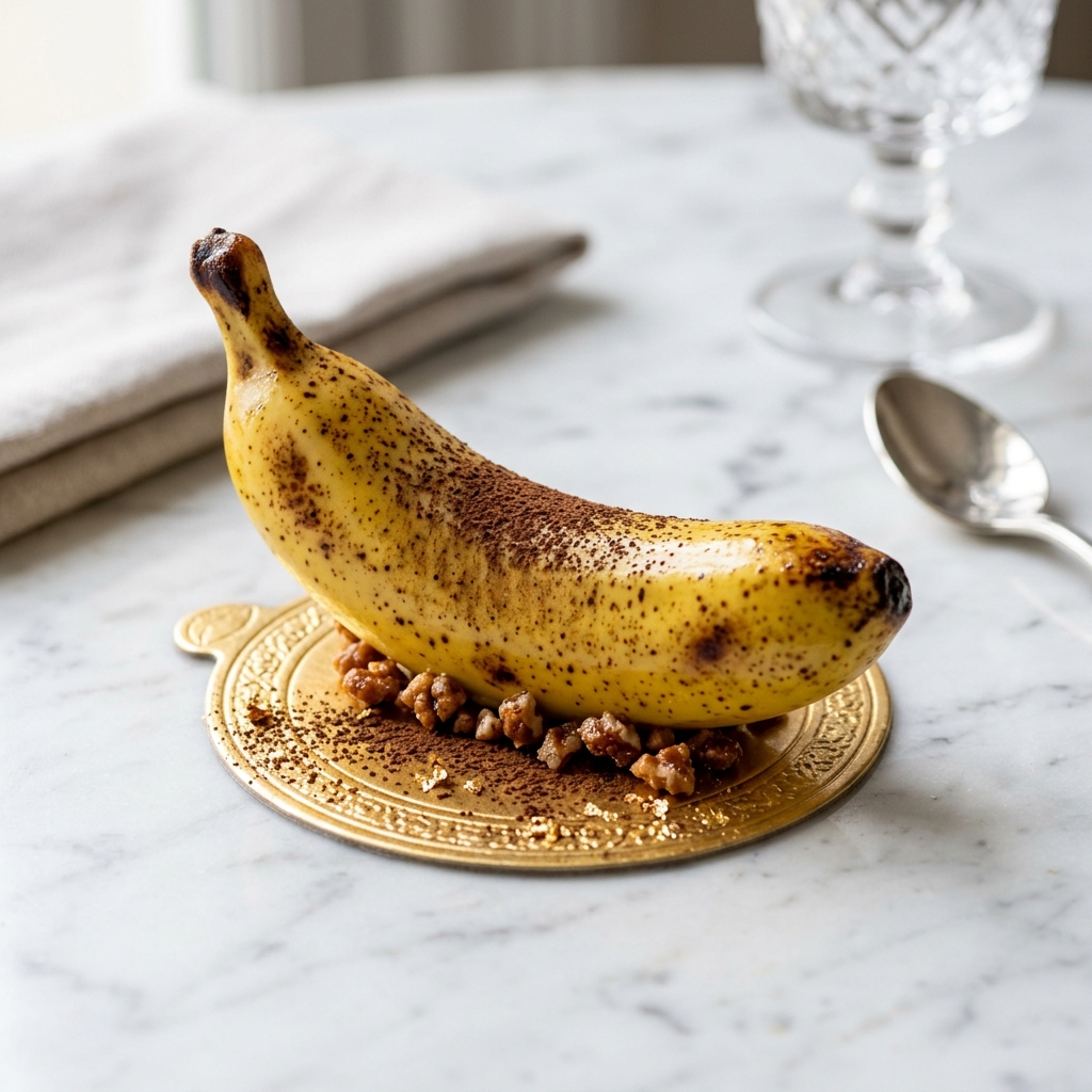 Trompe-l'œil banane rôtie et caramel